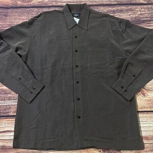 Haggar Men's Olive Casual Button Down Shirt